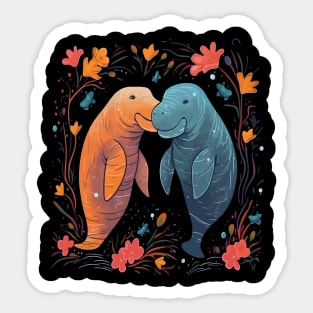 Manatee Valentine Day Sticker